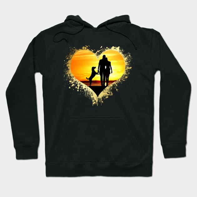 Love Heart Dog Valentine Beach Ocean Hoodie by hispanicworld